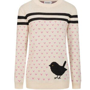 Women's Jacquard Knit Sweater with Bird